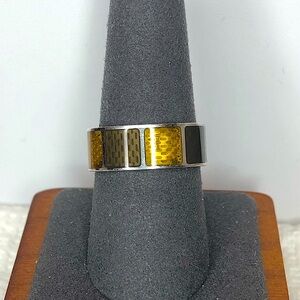 LOUIS VUITTON LV Damier Sterling Silver 925 Ring Made In FRANCE Sz M 9-1/4